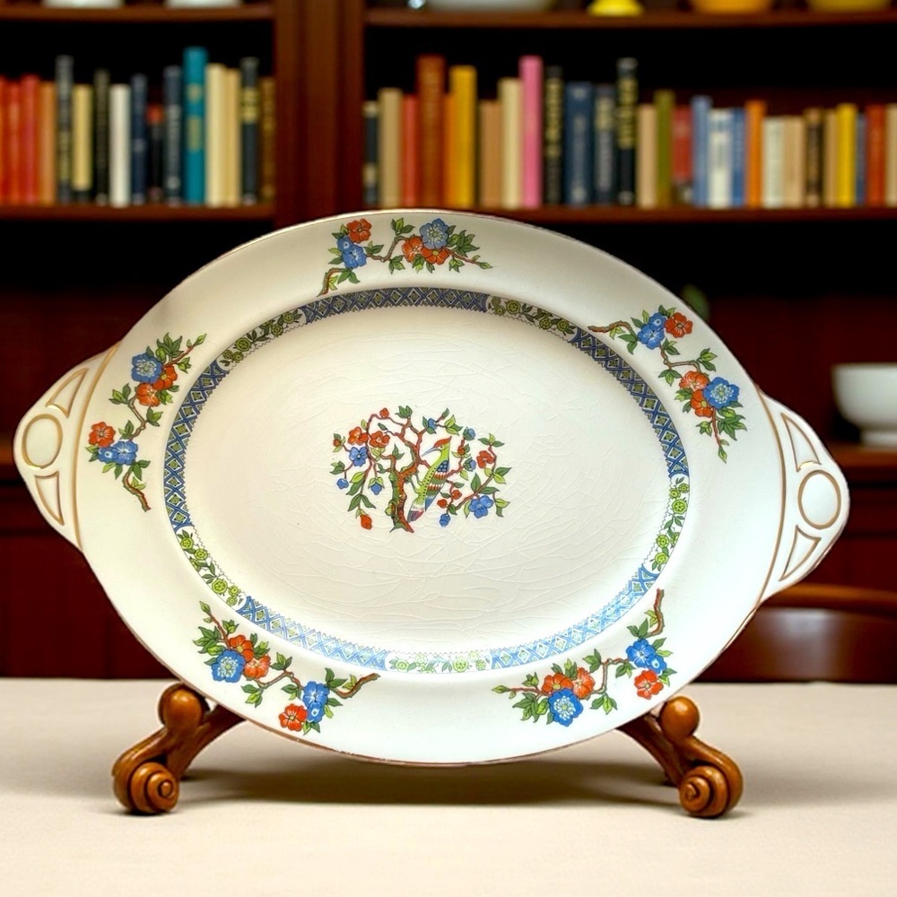 Johnson Bros, Pareek small serving platter, no chips, does have crazing, vintage